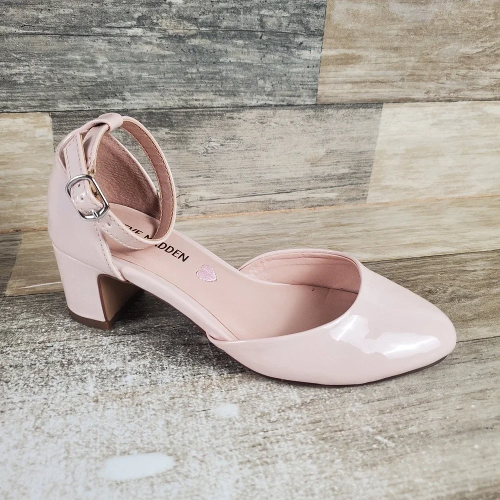 Steve Madden Prettyy Kids Sandal Sz 13 M Blush Patent Leather Buckle Ankle Strap